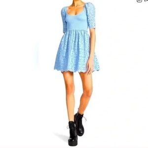 Betsey Johnson Sky Blue Eyelet Dress NWT